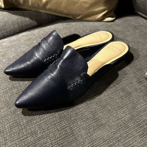 Crown & Ivy Navy Blue Mules, Size 8